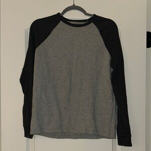Grey & Black Raglan Long Sleeve Tee
